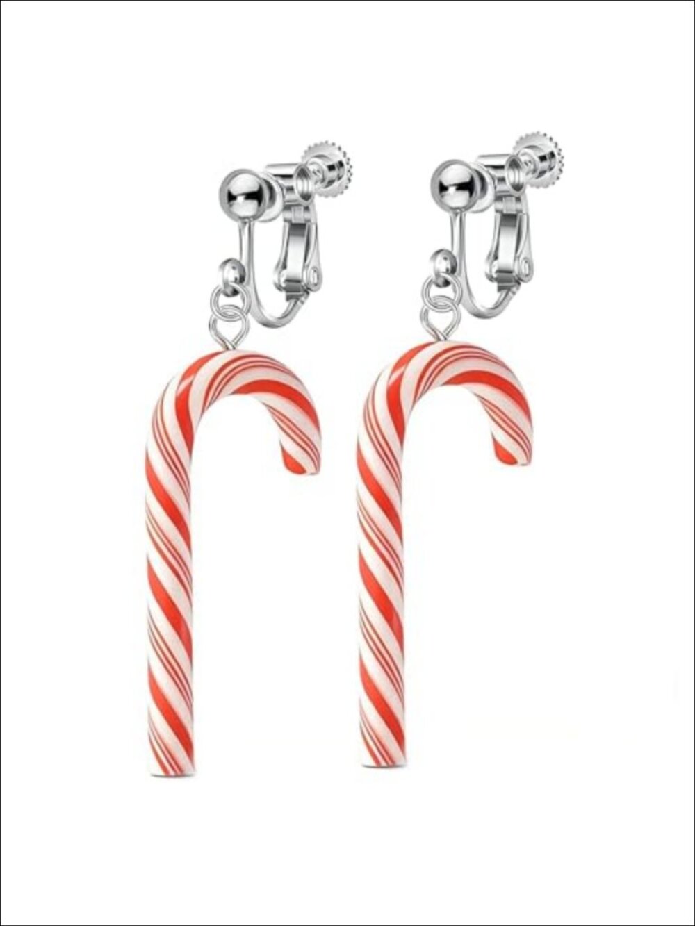 Clip On Christmas Earrings Dangle Zinc Screw Back Women's Holiday Jewelry